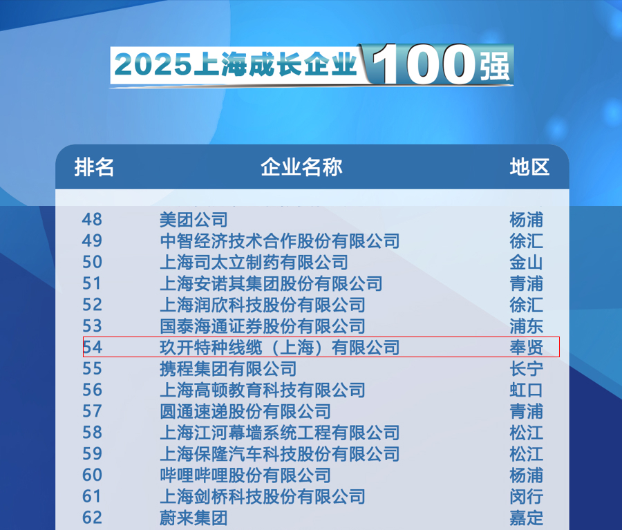 聚焦2025上海百强发布会：2121非凡特种线缆登榜成长企业100强